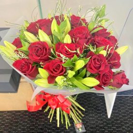 White Lilies & Red Roses